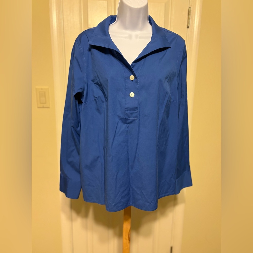 TALBOTS Woman’s Blue Button-Down Shirt, Size: L